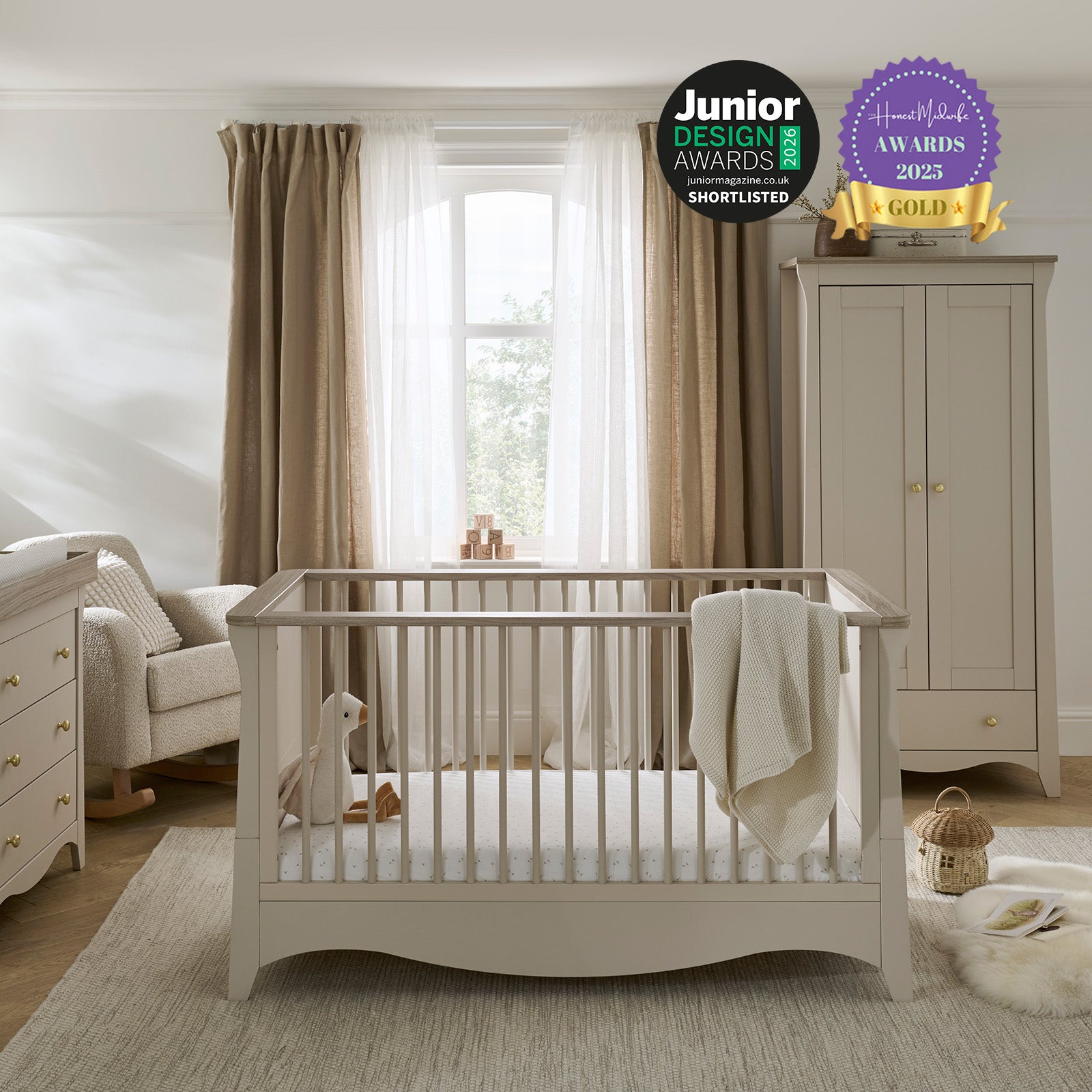 Clara Cot Bed - Cashmere & Ash