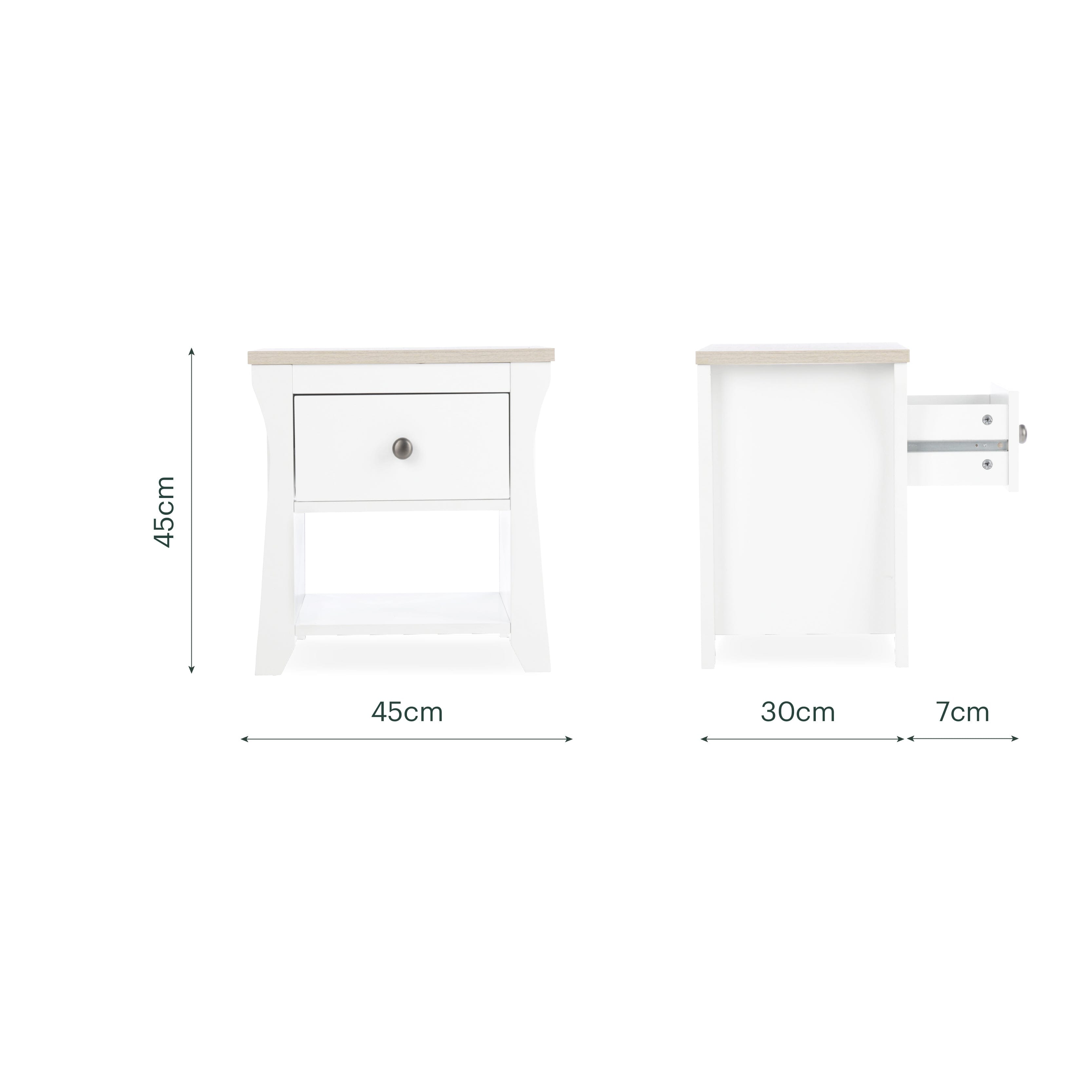 Clara Bedside Table - White & Ash Furniture Singles CuddleCo 