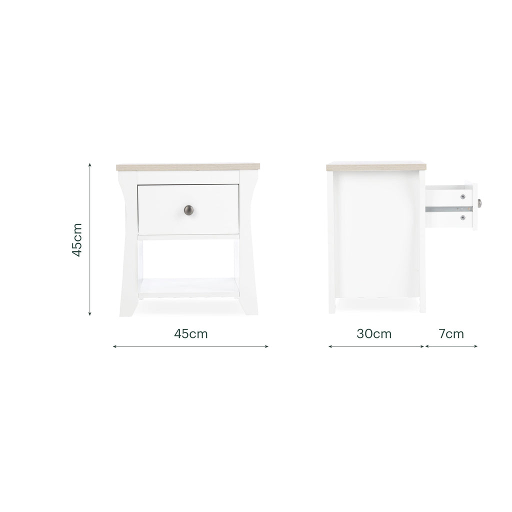 Clara Bedside Table - White & Ash Furniture Singles CuddleCo 