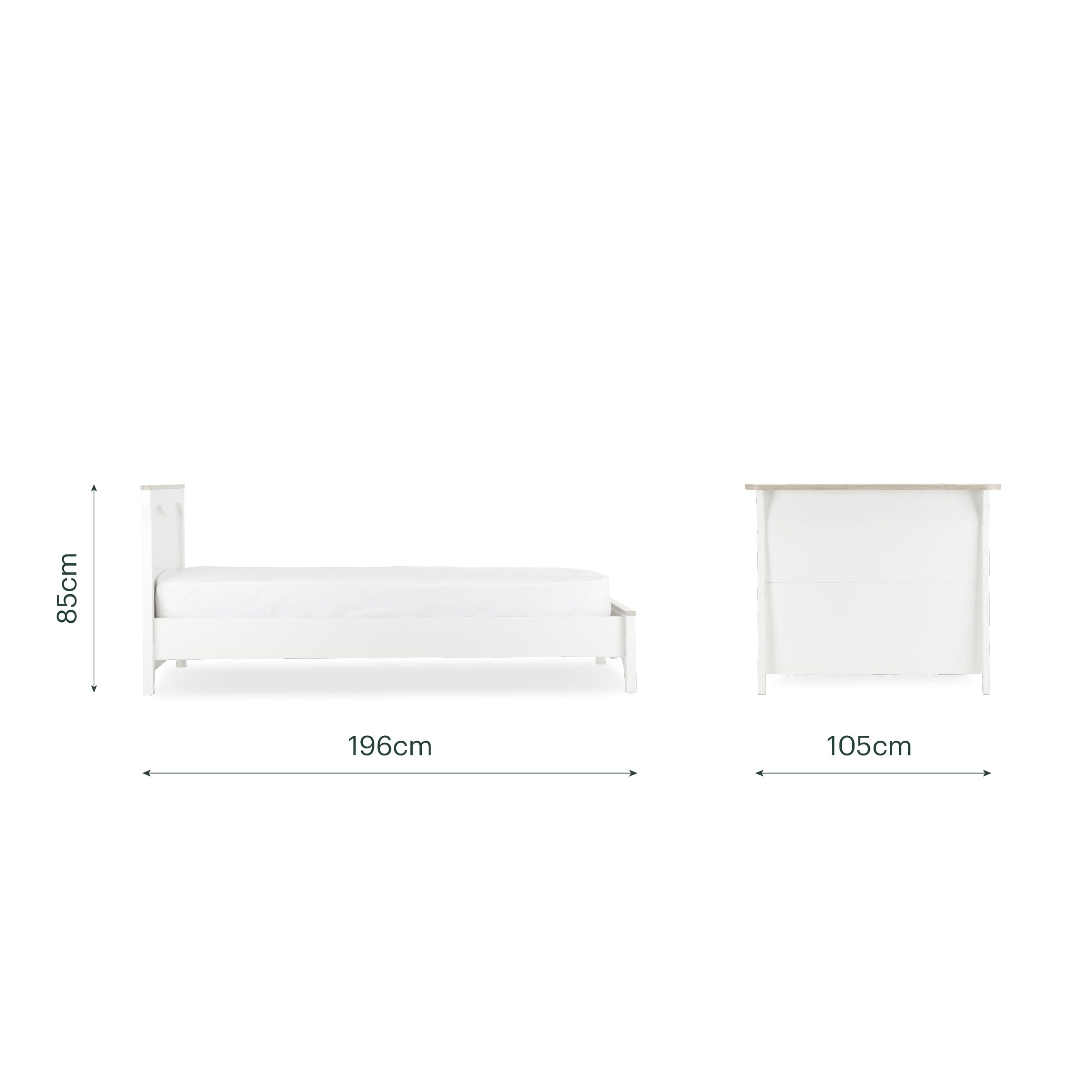 Clara Single Bed - White & Ash Furniture Singles CuddleCo 