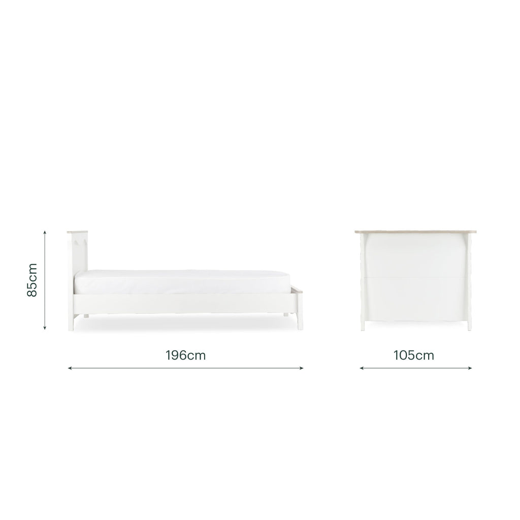 Clara Single Bed - White & Ash Furniture Singles CuddleCo 