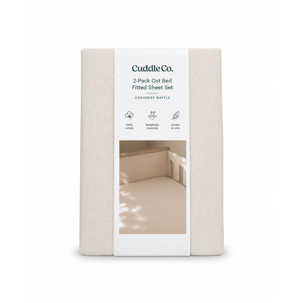 2 Pack Cot Bed Sheets  - Cashmere Waffle