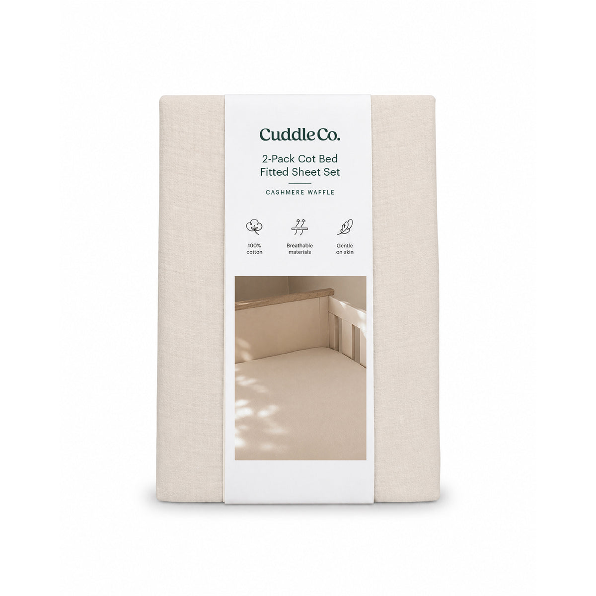 2 Pack Cot Bed Sheets  - Cashmere Waffle
