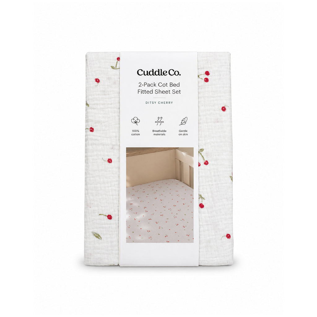 2 Pack Cot Bed Sheets - Ditsy Cherry