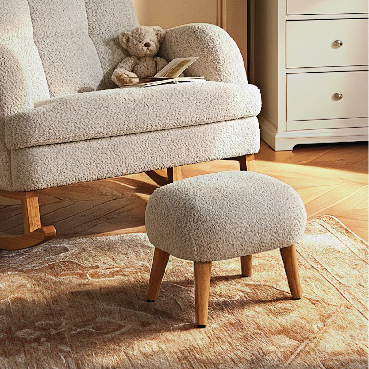Etta Footstool Bouclé Mushroom