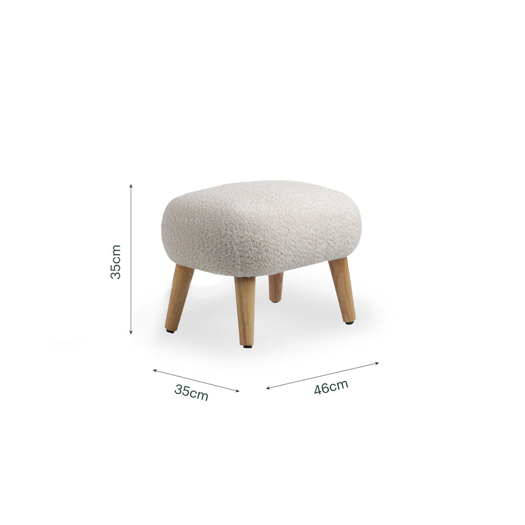 Etta Foot Stool - Boucle Mushroom Furniture Singles CuddleCo 