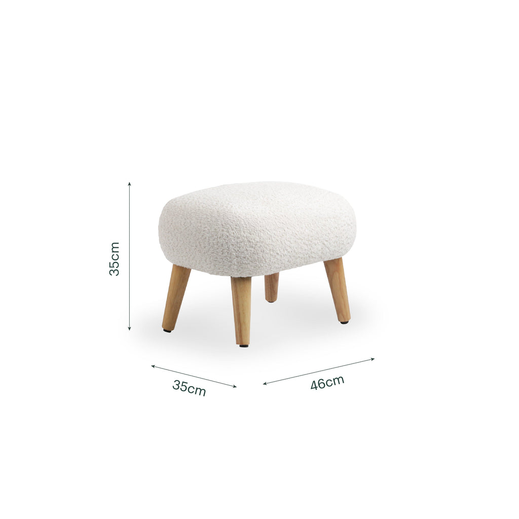 Etta Foot Stool - Boucle Off White Furniture Singles CuddleCo 