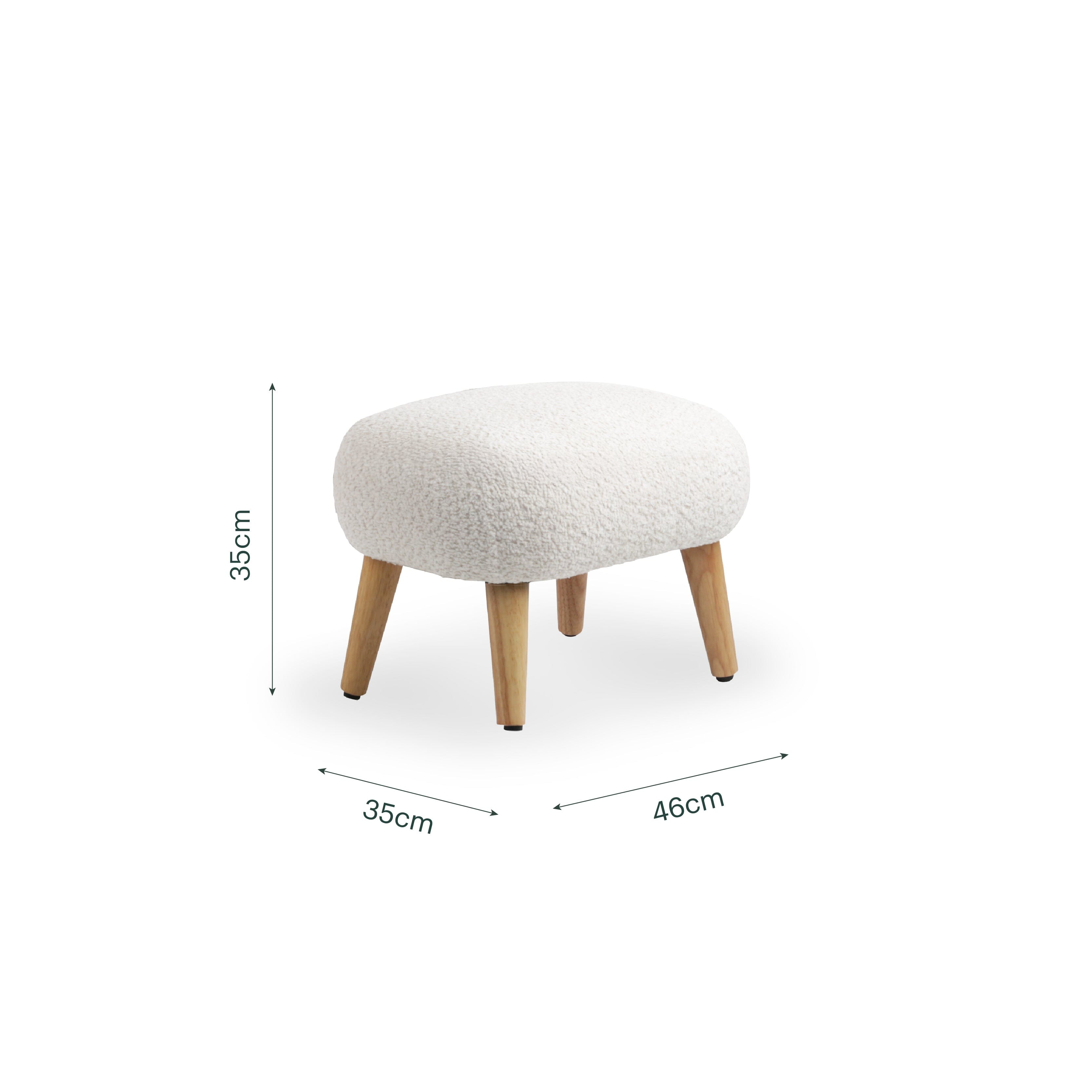 Etta Foot Stool - Boucle Off White Furniture Singles CuddleCo 