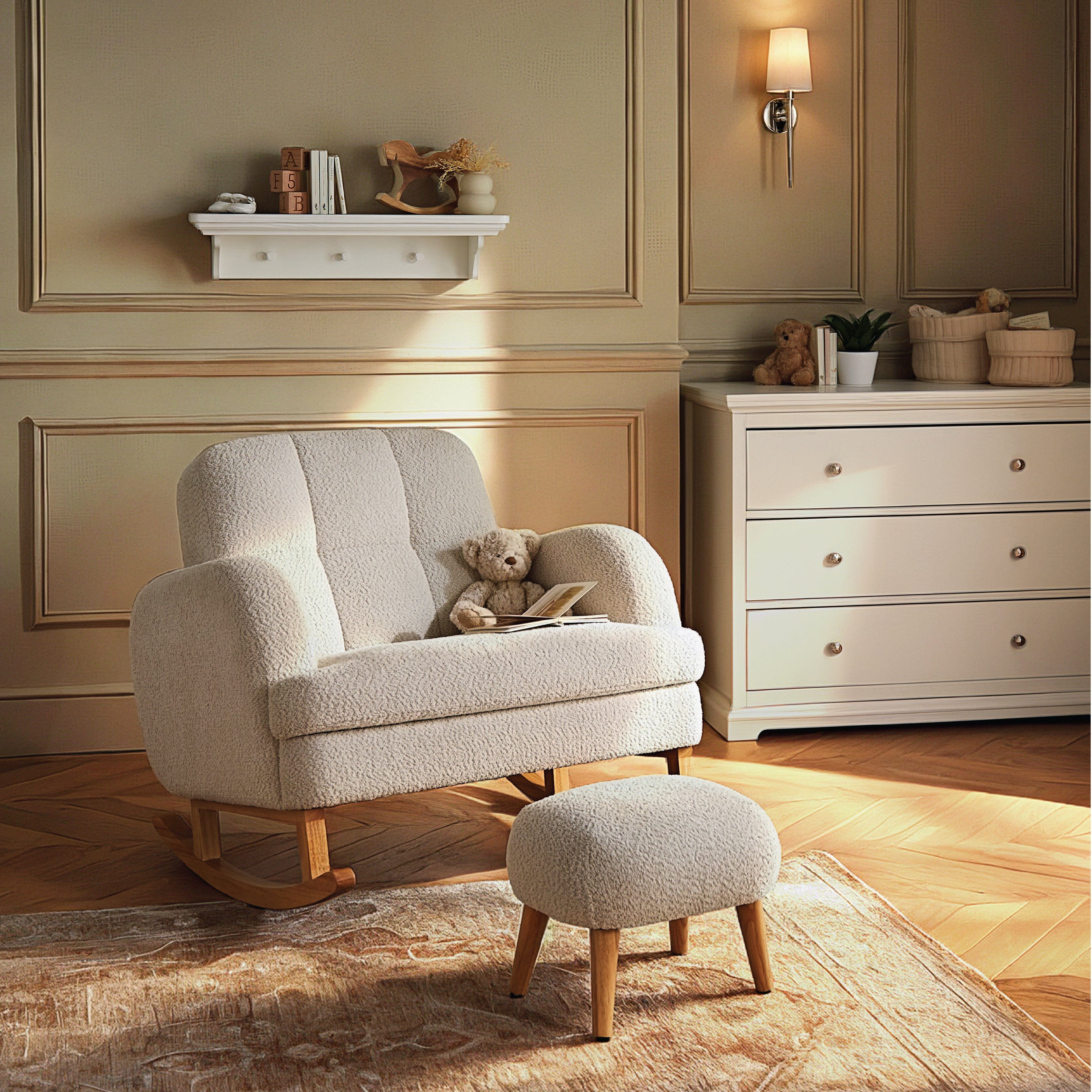 Etta Cuddle Nursing Chair & Foot stool - Boucle Mushroom Furniture Singles CuddleCo 