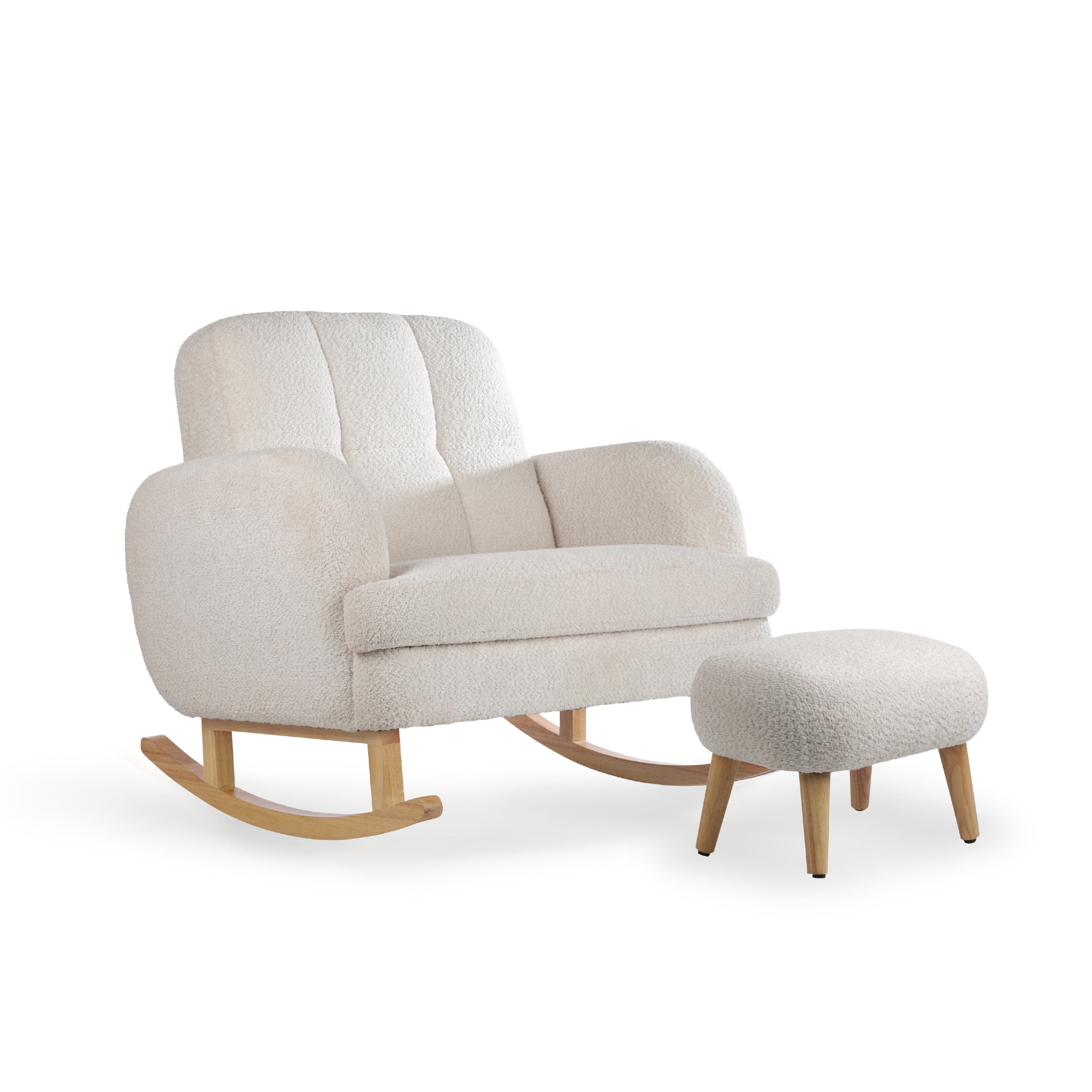 Etta Cuddle Nursing Chair & Foot stool - Boucle Mushroom Furniture Singles CuddleCo 