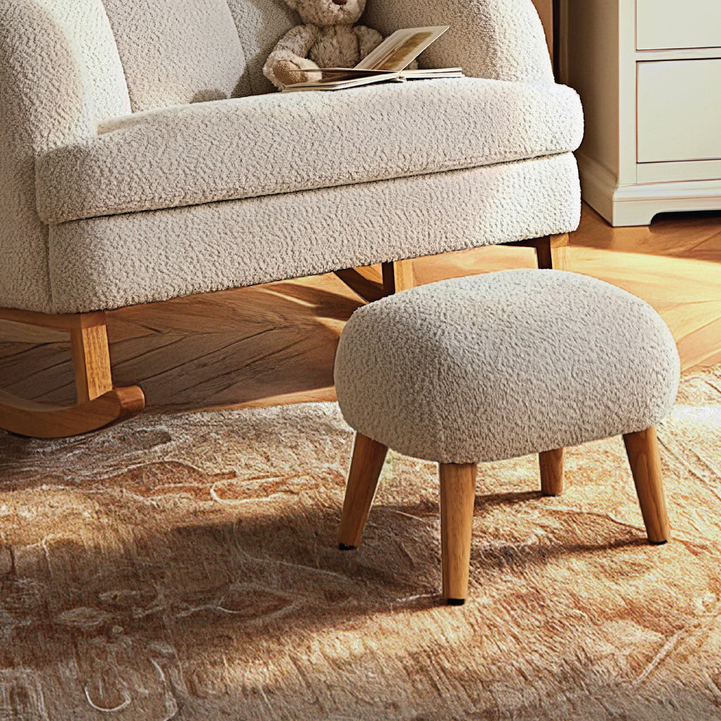 Etta Cuddle Nursing Chair & Foot stool - Boucle Mushroom Furniture Singles CuddleCo 