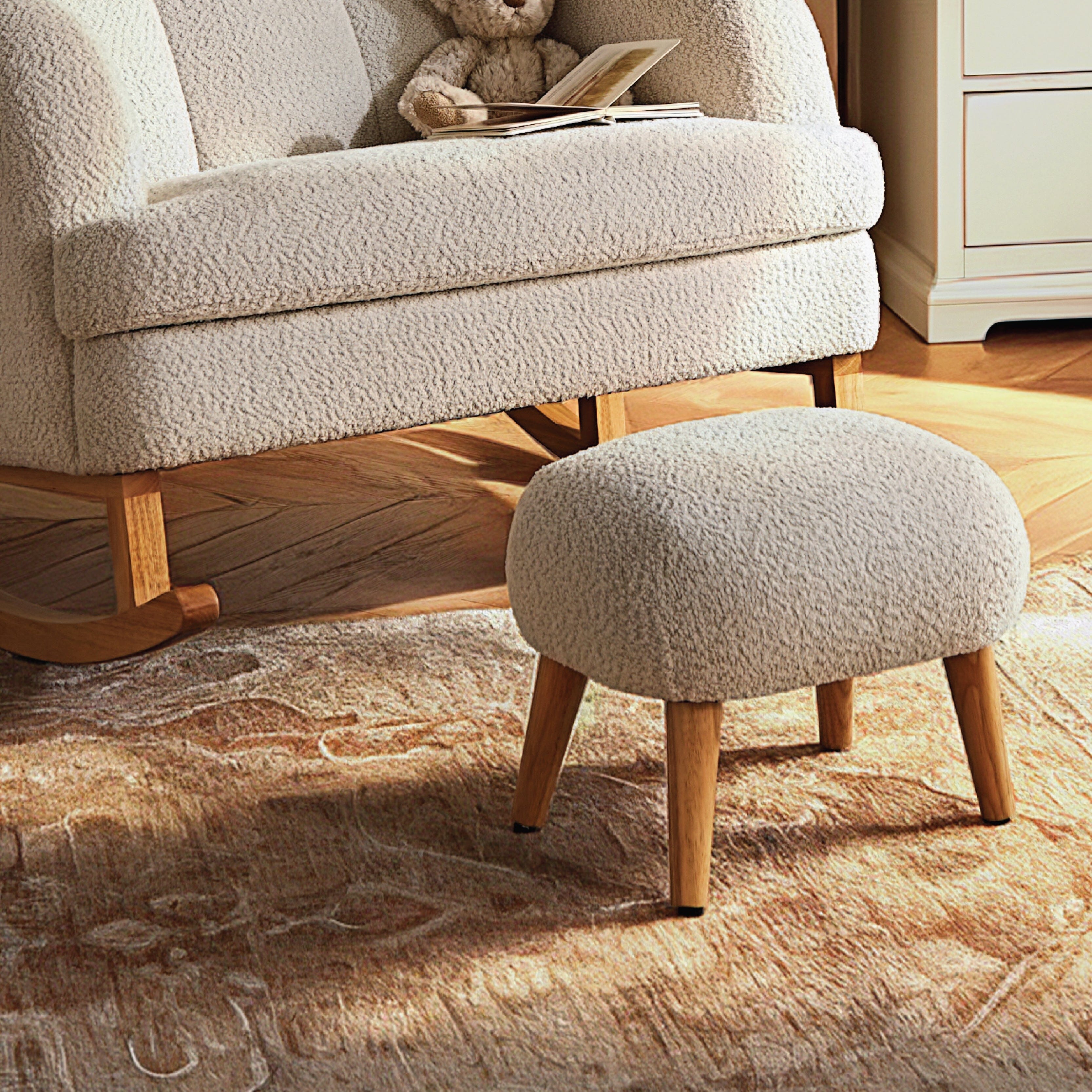 Etta Cuddle Nursing Chair & Foot stool - Boucle Mushroom Furniture Singles CuddleCo 