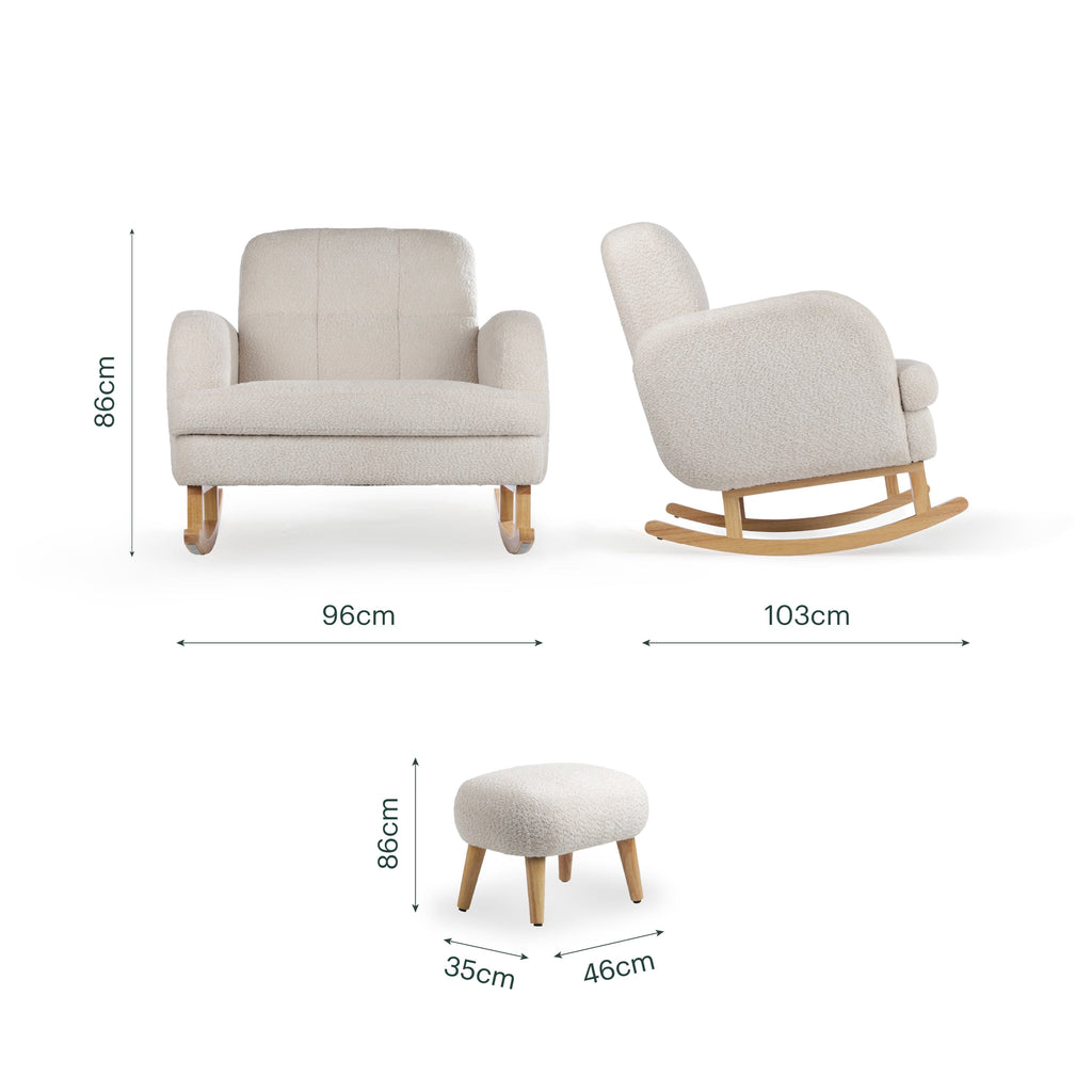 Etta Cuddle Nursing Chair & Foot stool - Boucle Mushroom Furniture Singles CuddleCo 