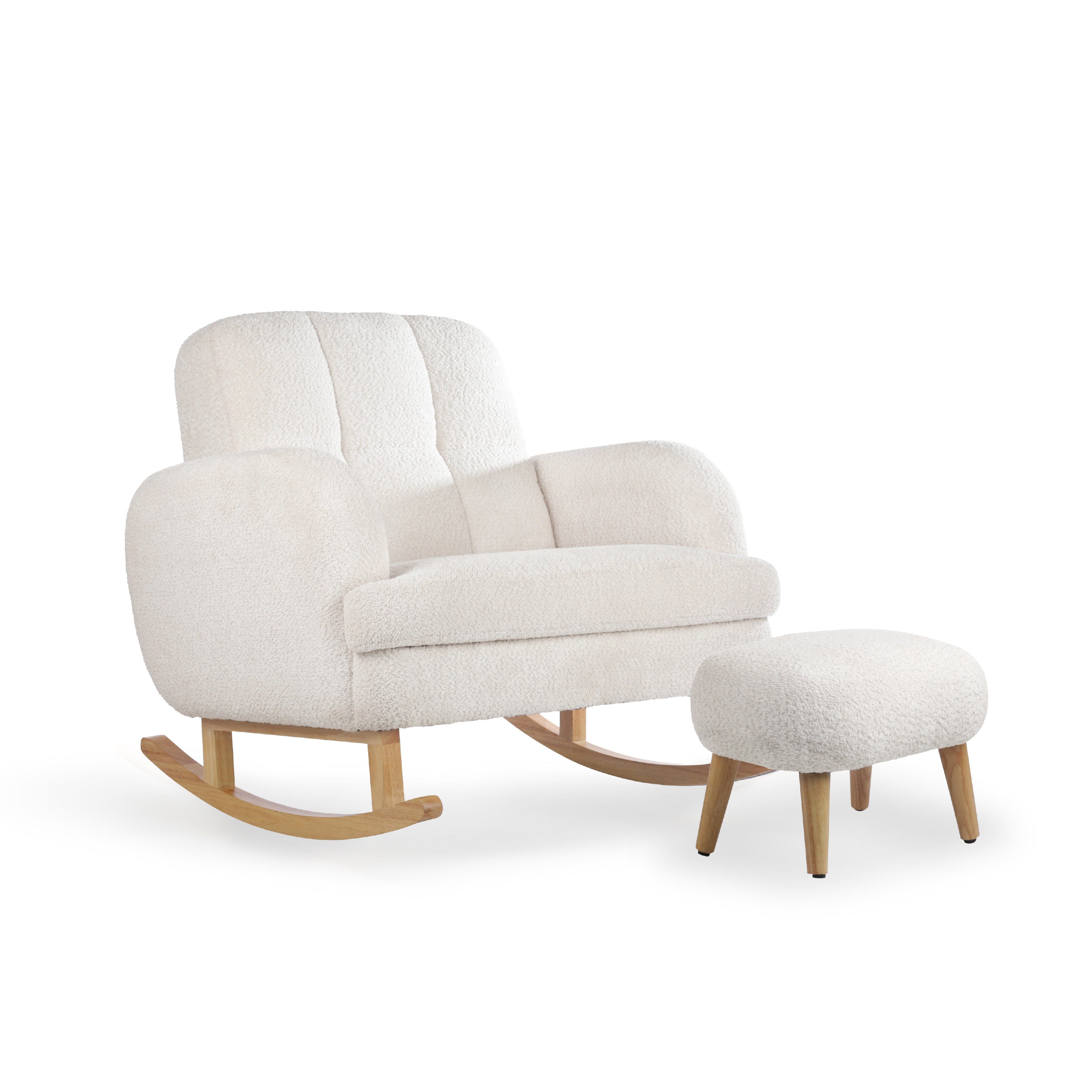 Etta Cuddle Nursing Chair & Foot stool - Boucle Off White Furniture Singles CuddleCo 
