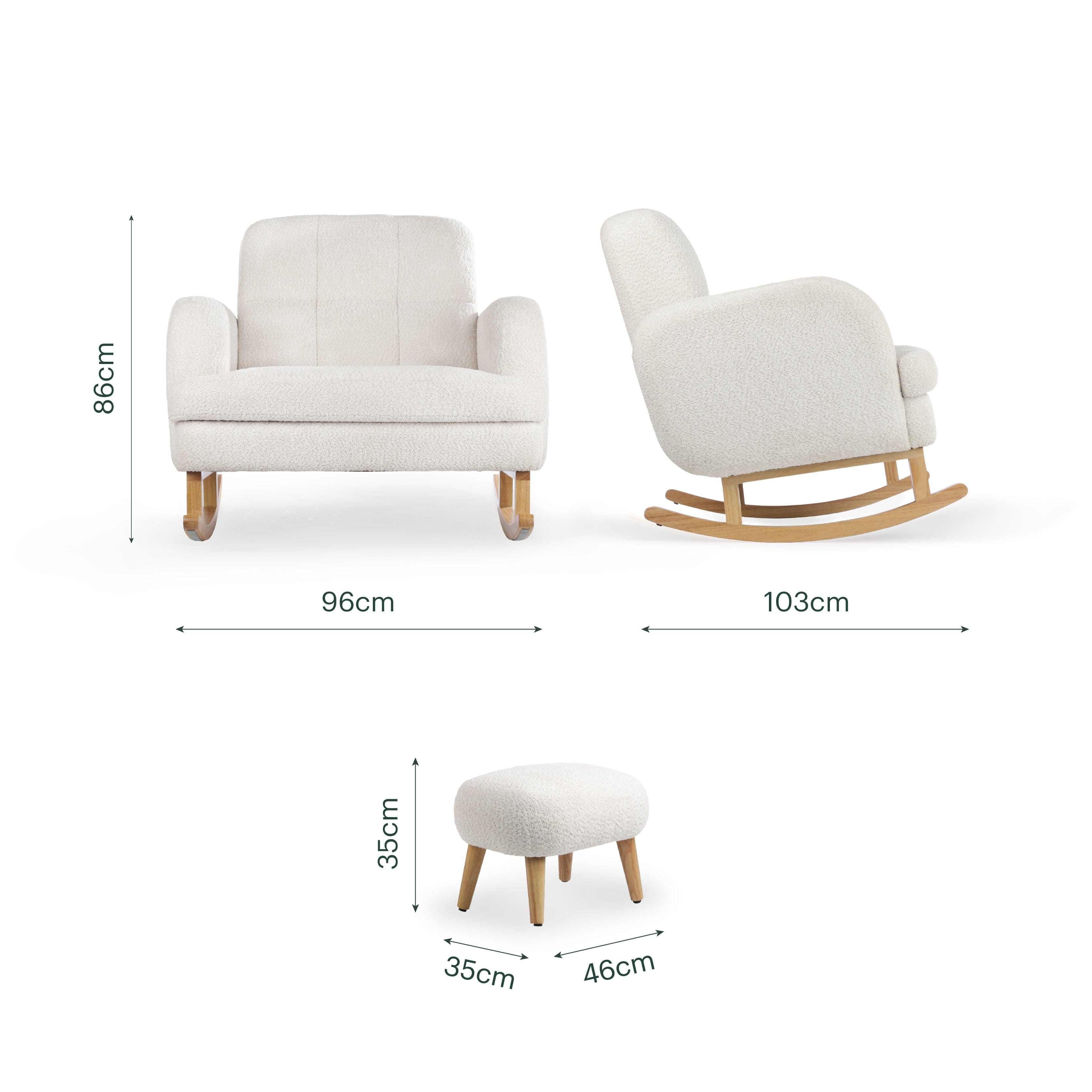 Etta Cuddle Nursing Chair & Foot stool - Boucle Off White Furniture Singles CuddleCo 