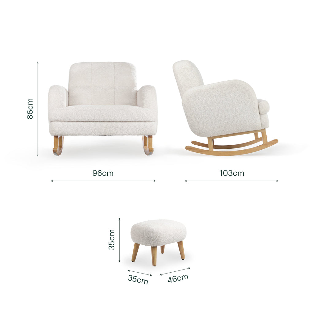 Etta Cuddle Nursing Chair & Foot stool - Boucle Off White Furniture Singles CuddleCo 