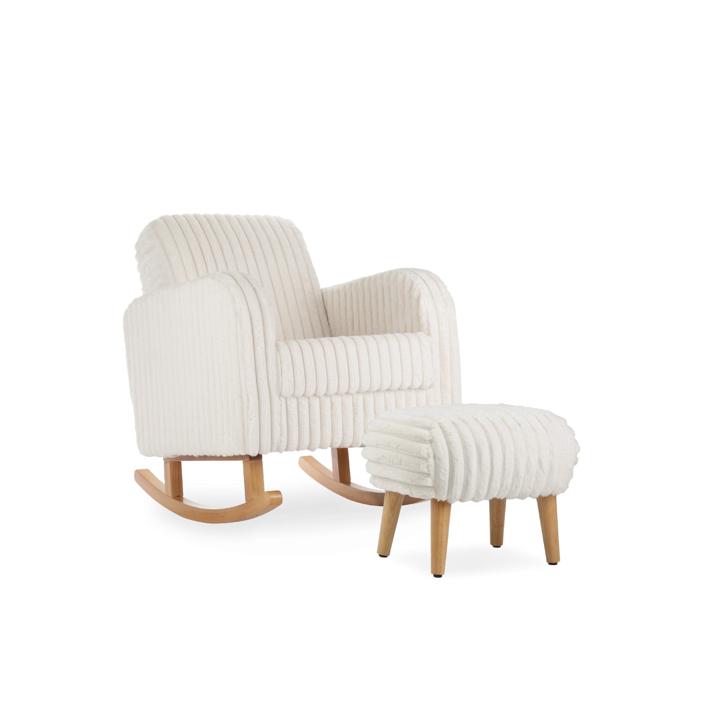 Etta Nursing Chair & Foot stool - Faux Fur Cream Furniture Singles CuddleCo 