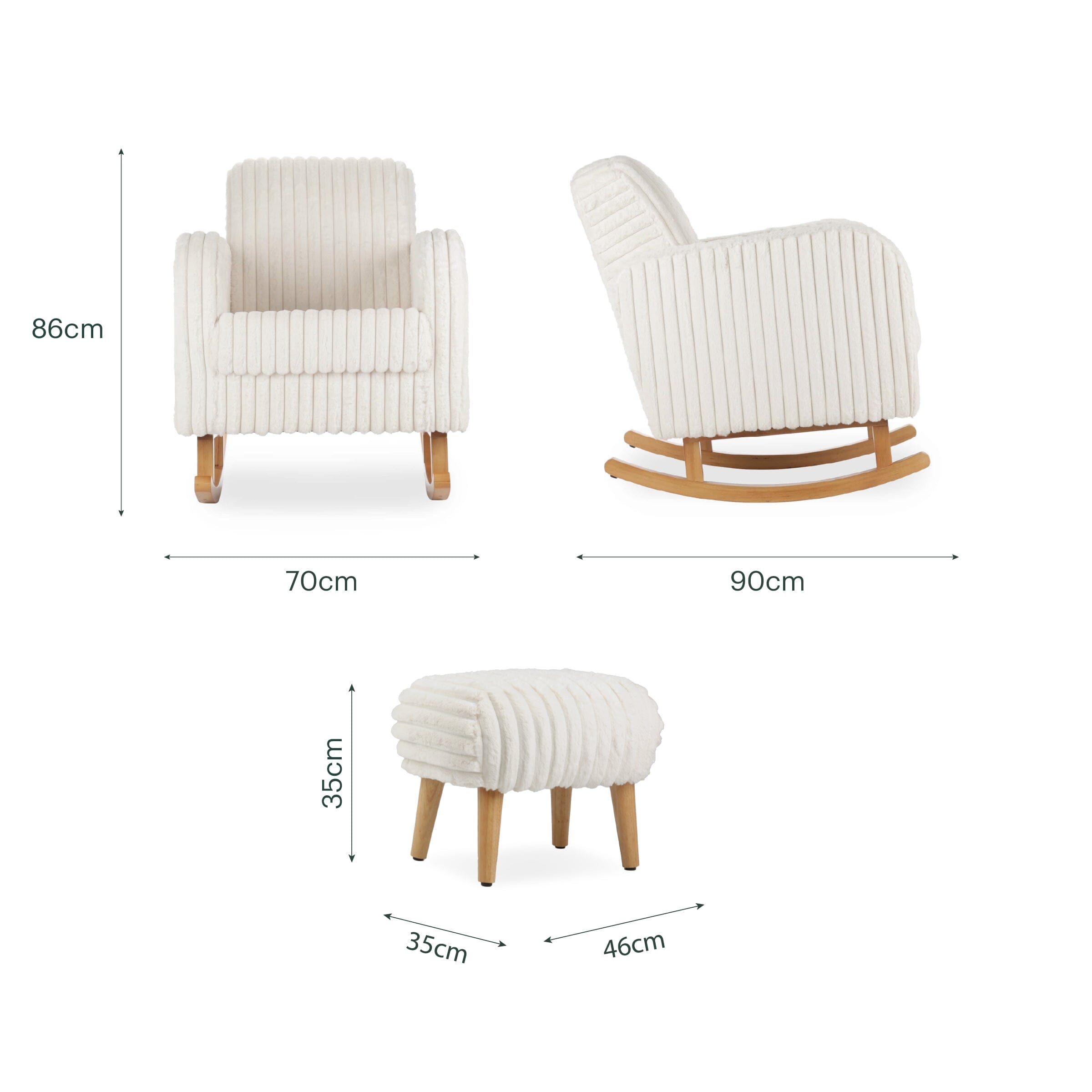 Etta Nursing Chair & Foot stool - Faux Fur Cream Furniture Singles CuddleCo 