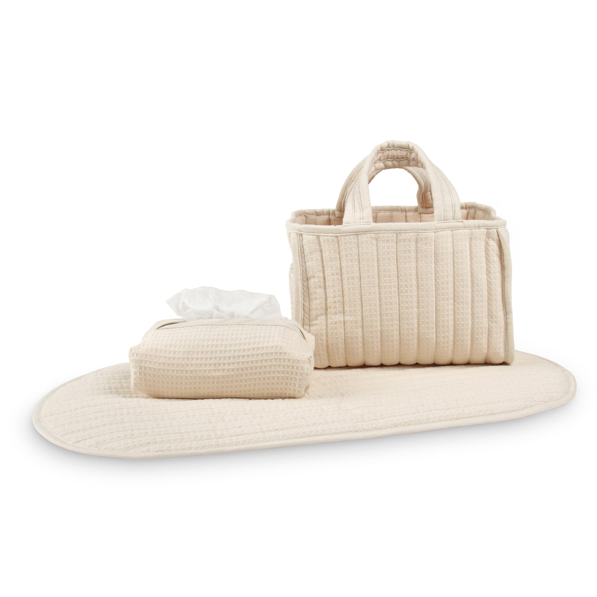 Nappy Caddy Set - Cashmere Waffle