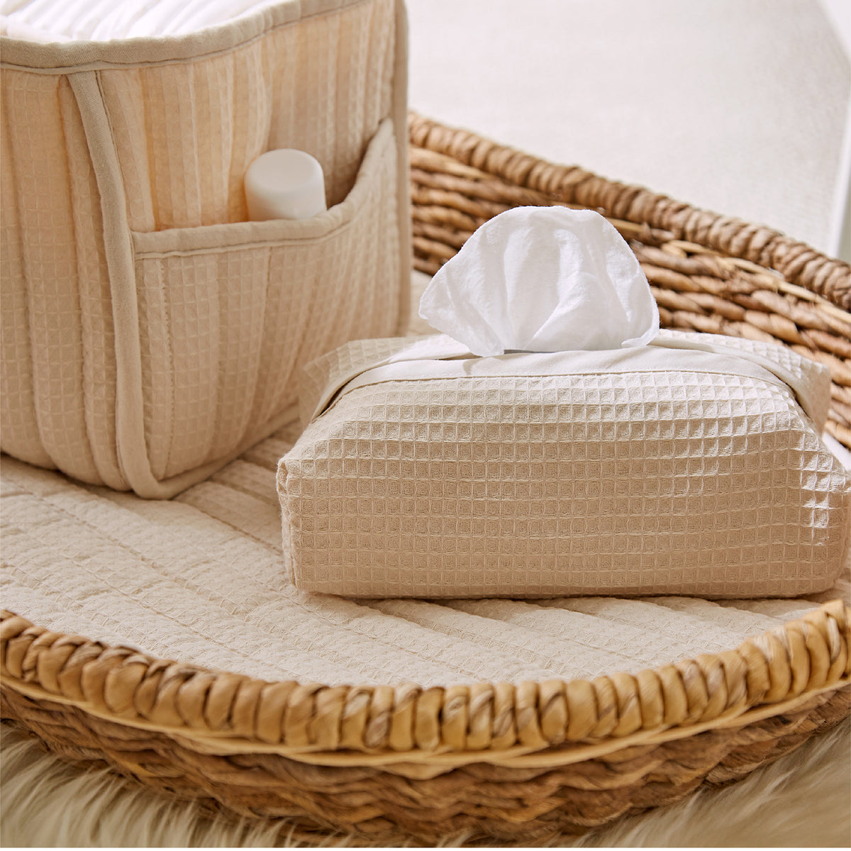 Nappy Caddy Set - Cashmere Waffle