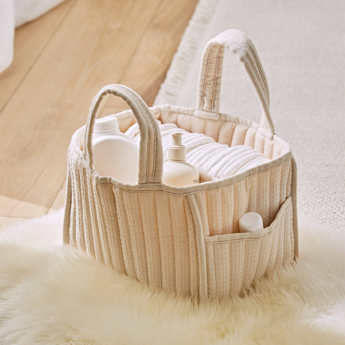 Nappy Caddy Set - Cashmere Waffle