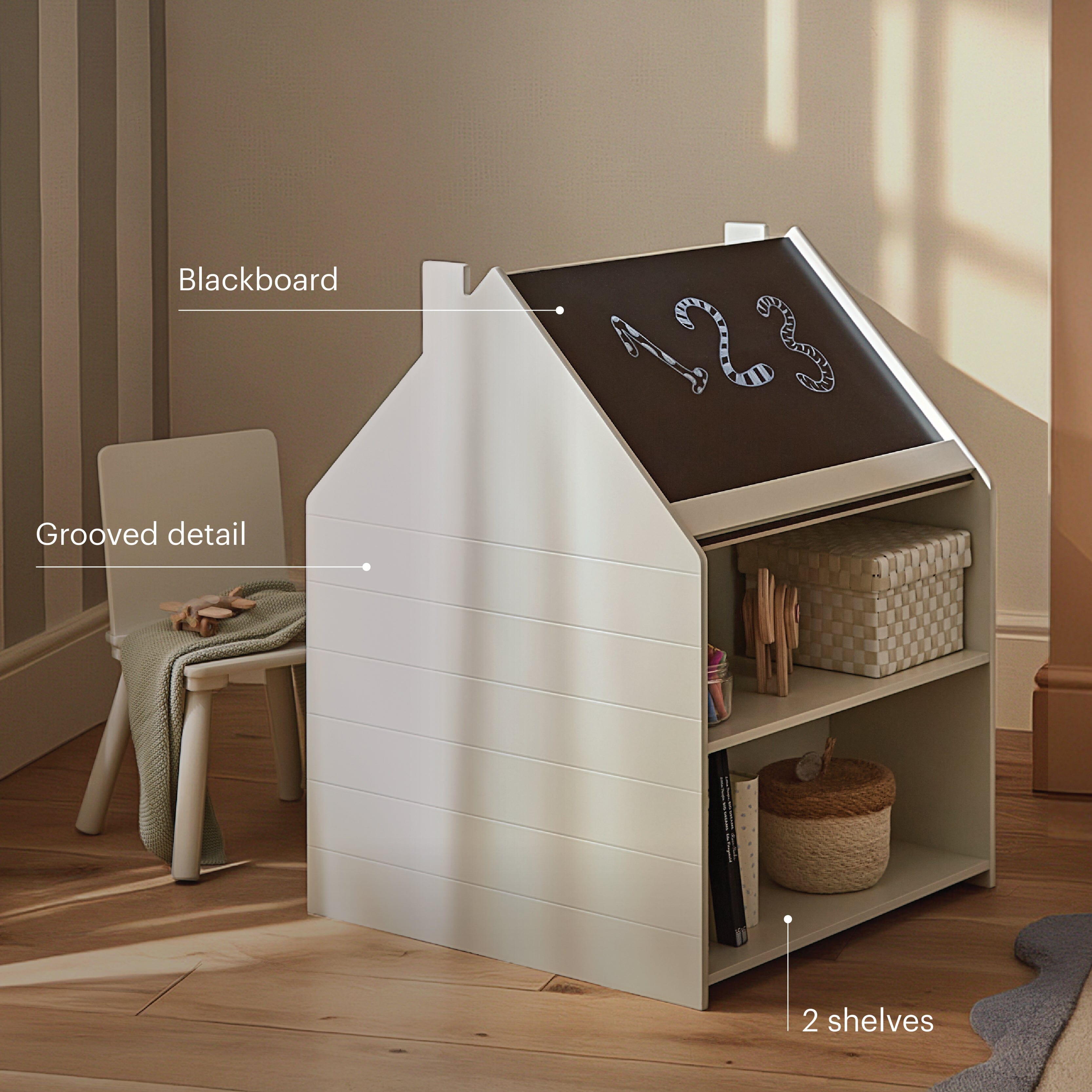 Play House Storage Desk with Easel and Chair - Pebble Furniture Singles CuddleCo 