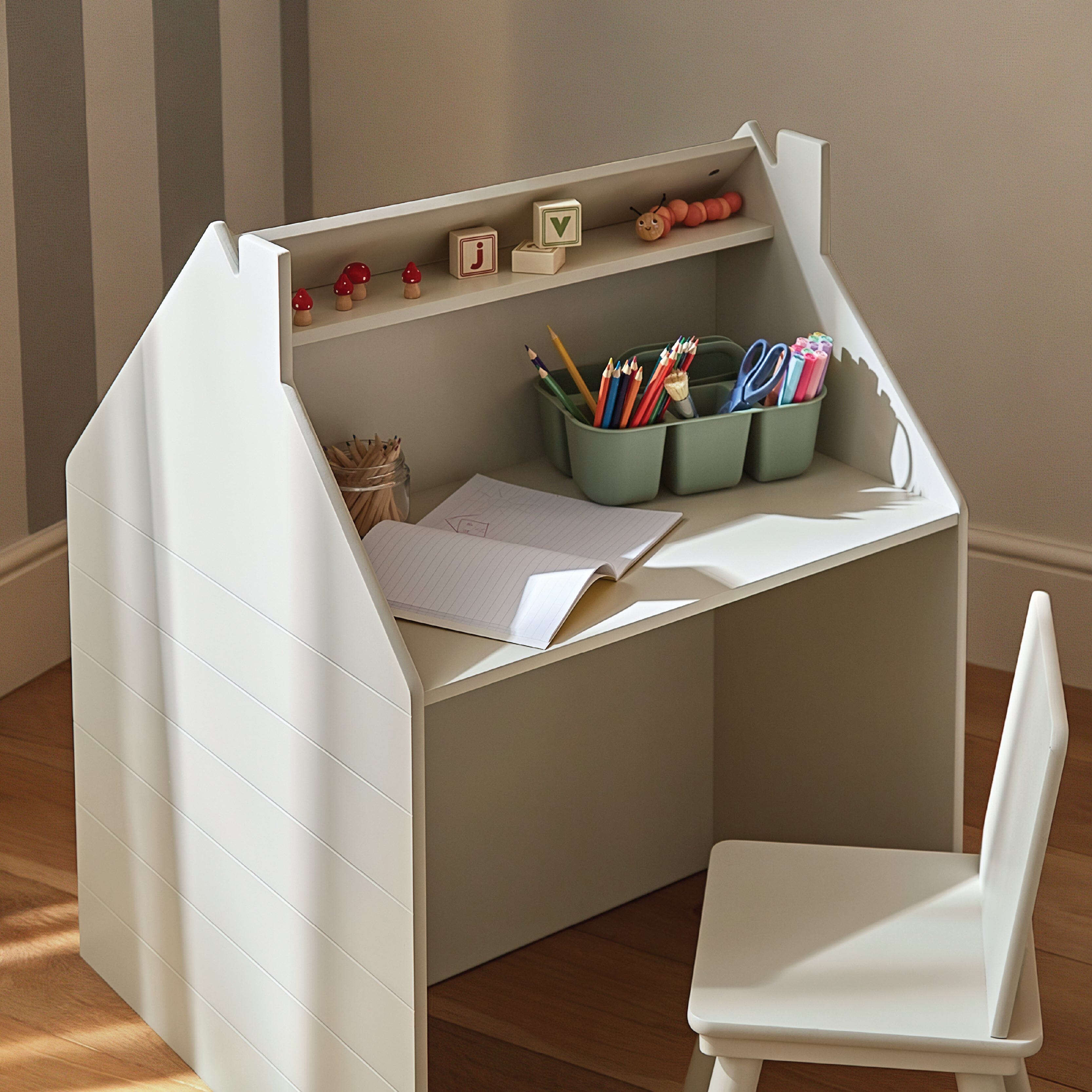 Play House Storage Desk with Easel and Chair - Pebble Furniture Singles CuddleCo 