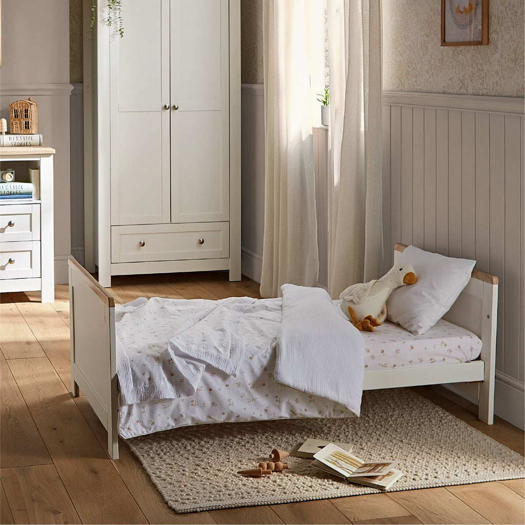 Burford Cot Bed - White & Oak Furniture Singles CuddleCo 