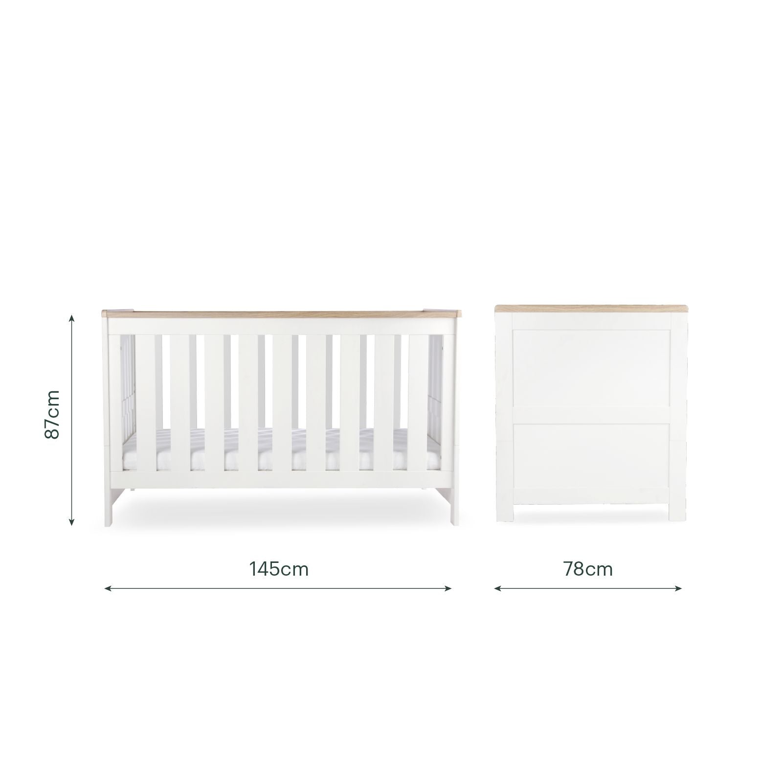 Burford Cot Bed - White & Oak Furniture Singles CuddleCo 