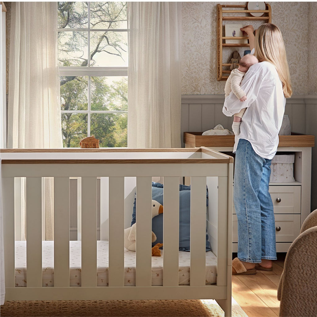 Burford Cot Bed - White & Oak Furniture Singles CuddleCo 