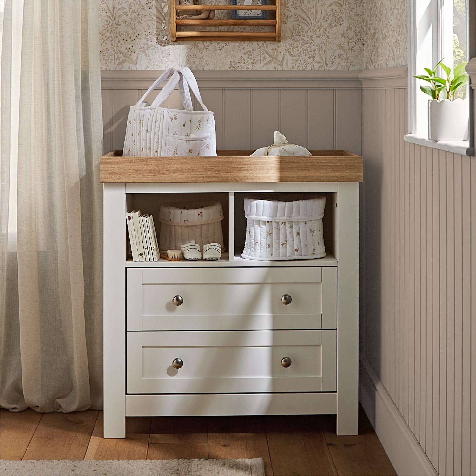 Burford Dresser Changer - White & Oak Furniture Singles CuddleCo 