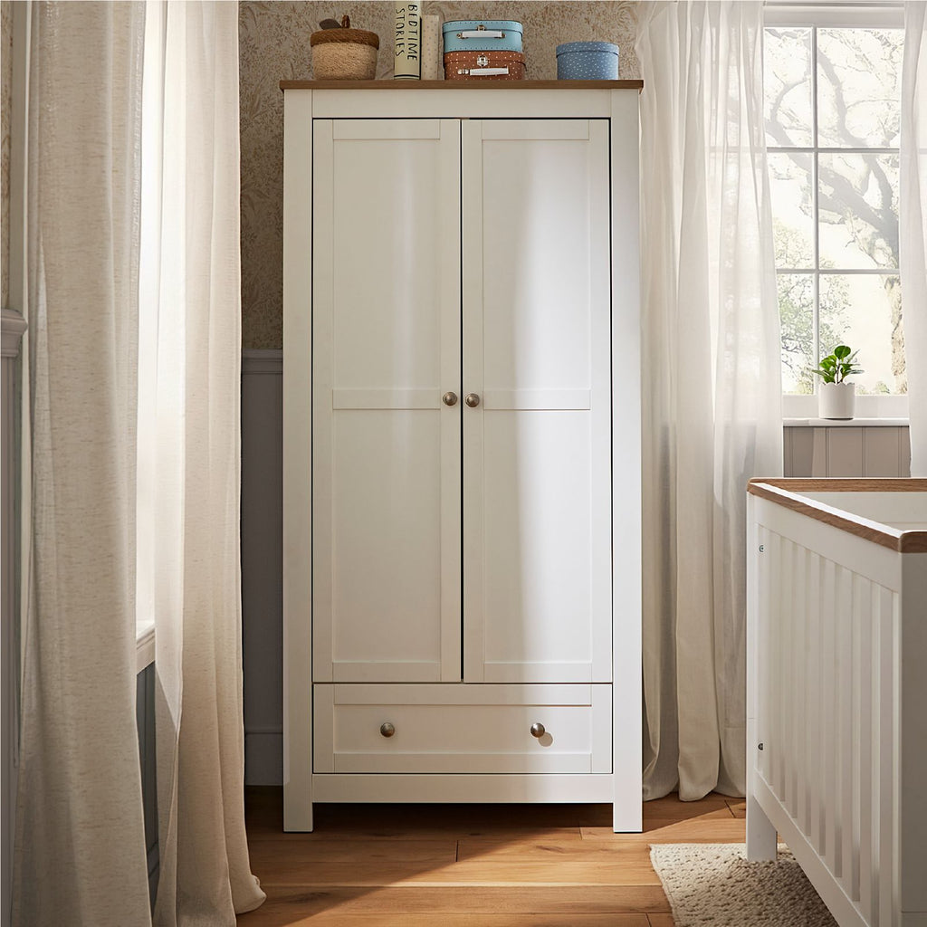 Burford Wardrobe - White & Oak Furniture Singles CuddleCo 