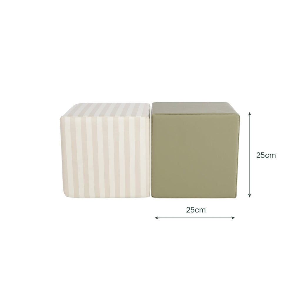 Soft Play Cubes 2 Piece - Cookie Stripe & Olive Toys CuddleCo 
