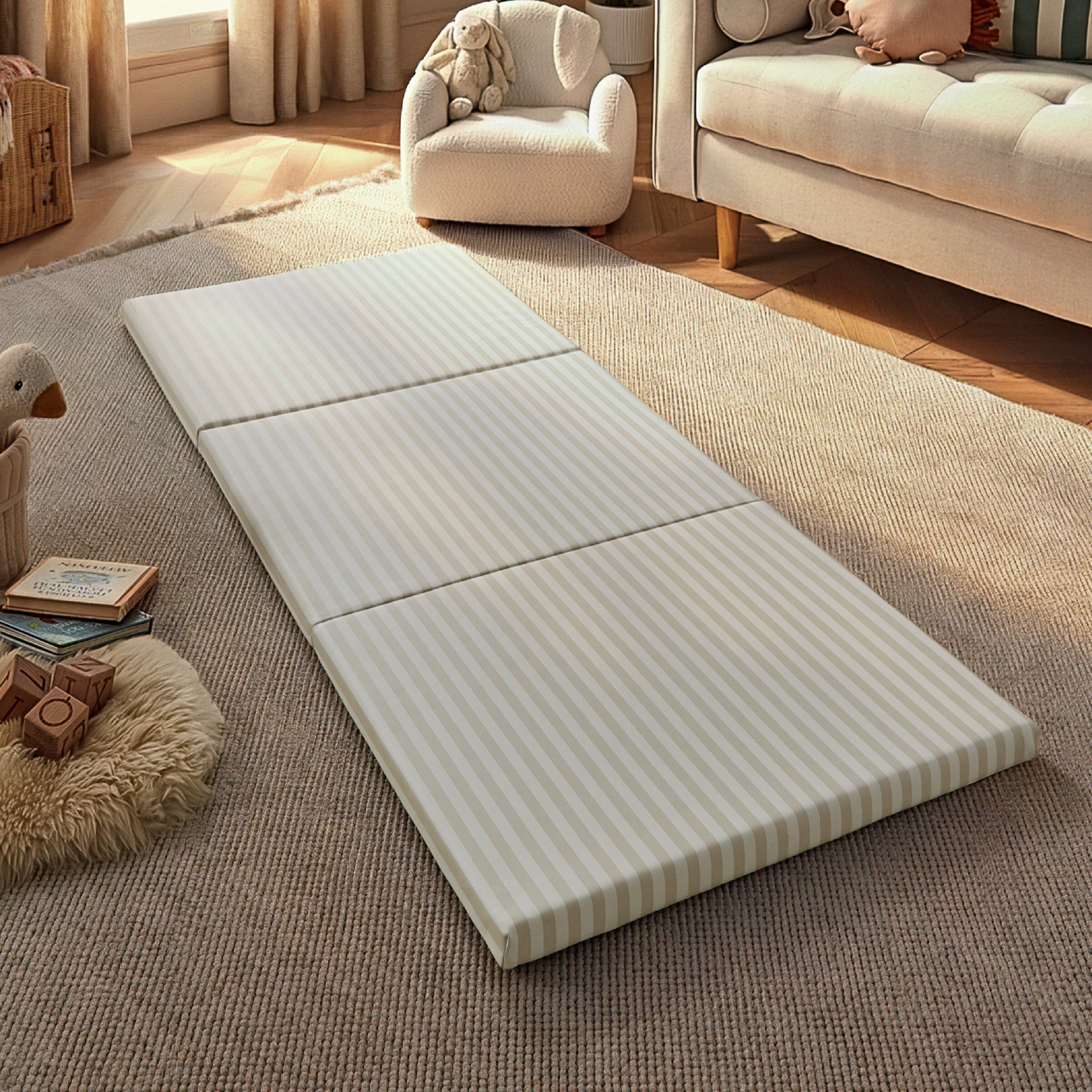 Soft Play 3-Fold Timble Mat - Cookie Stripe Toys CuddleCo 