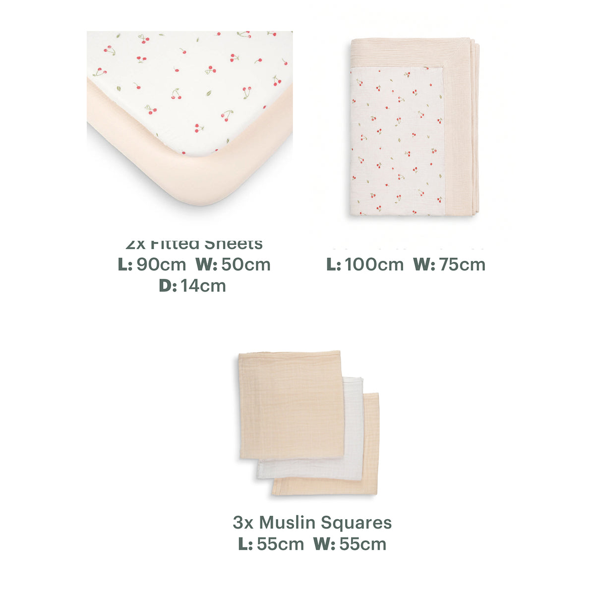 Universal Crib/Co-Sleeper Bedding Set - Ditsy Cherry