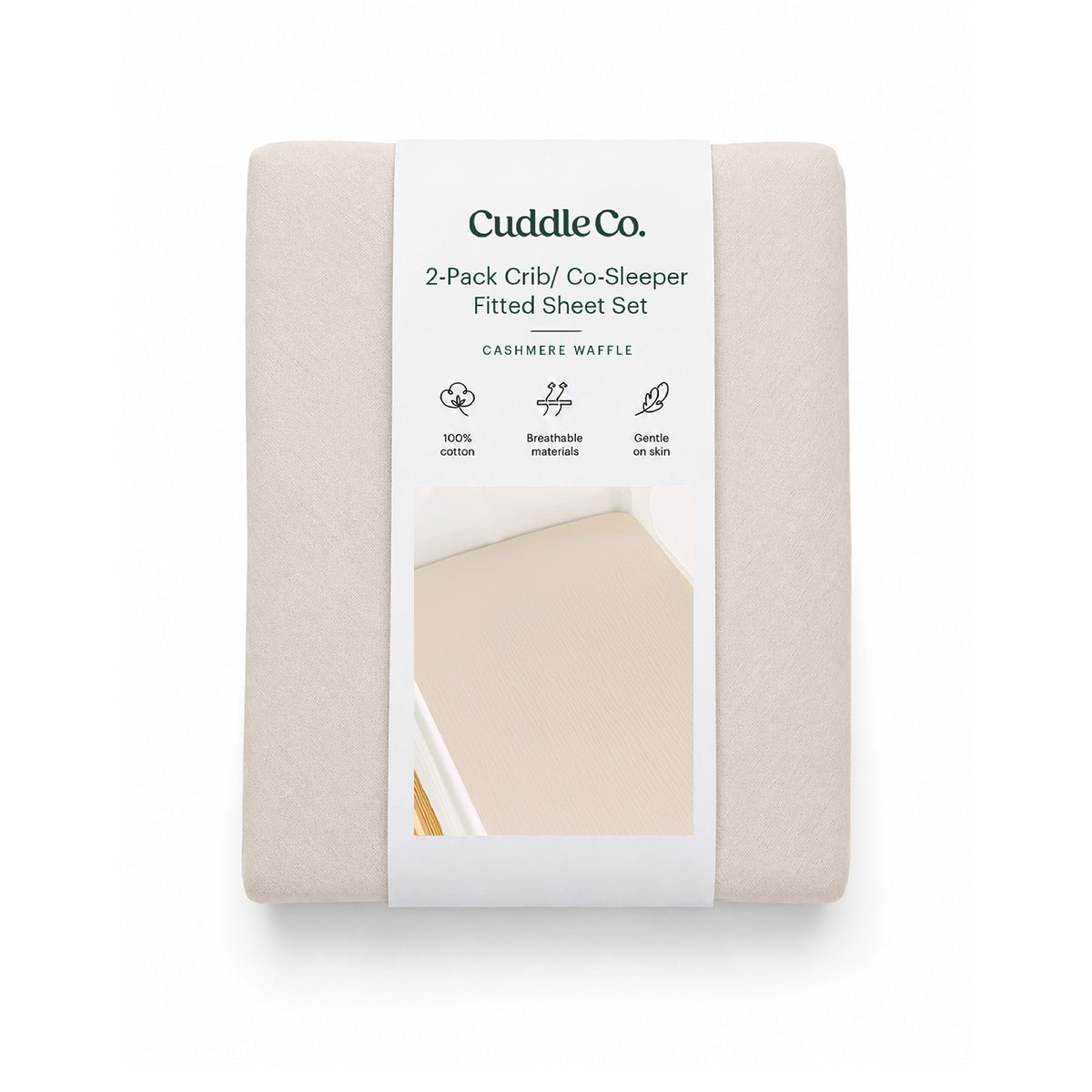 2 Pack Universal Crib/Co-Sleeper Sheets  - Cashmere Waffle