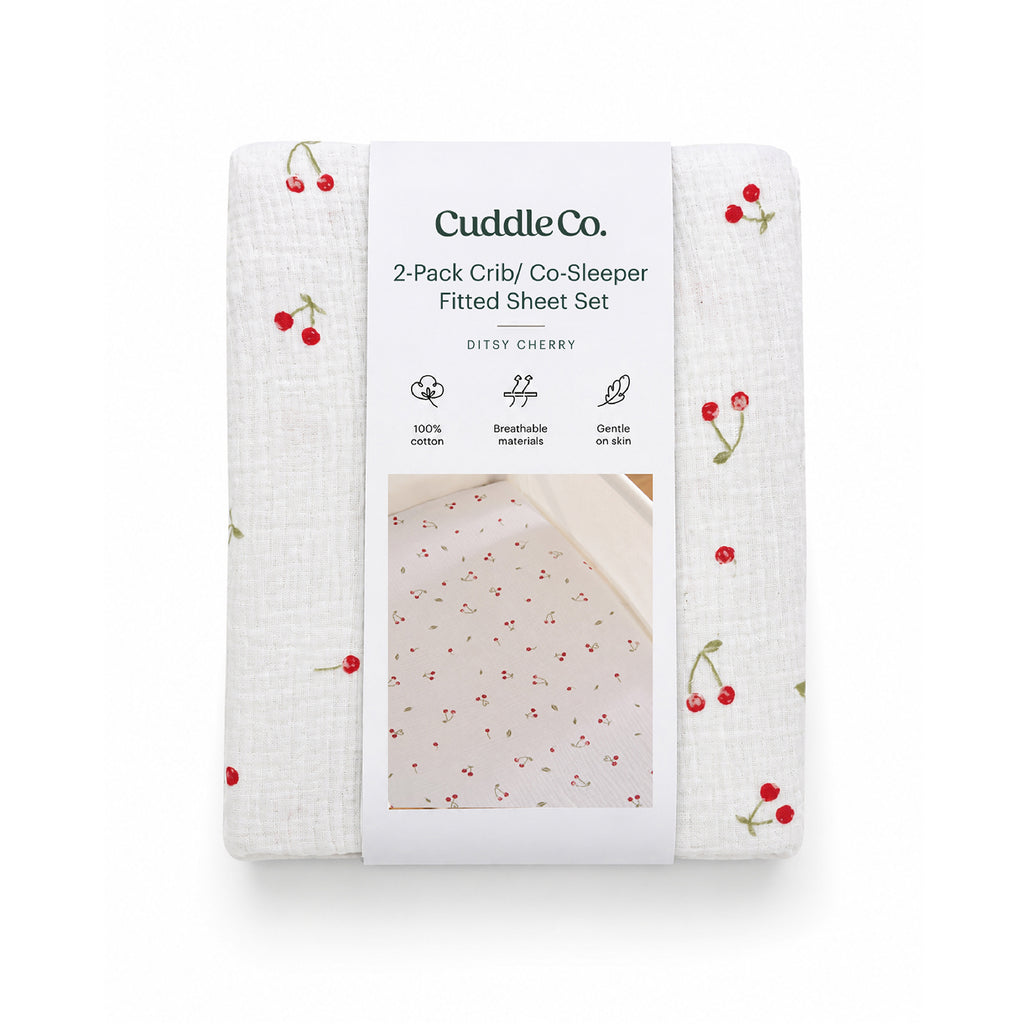 2 Pack Universal Crib/Co-Sleeper Sheets - Ditsy Cherry