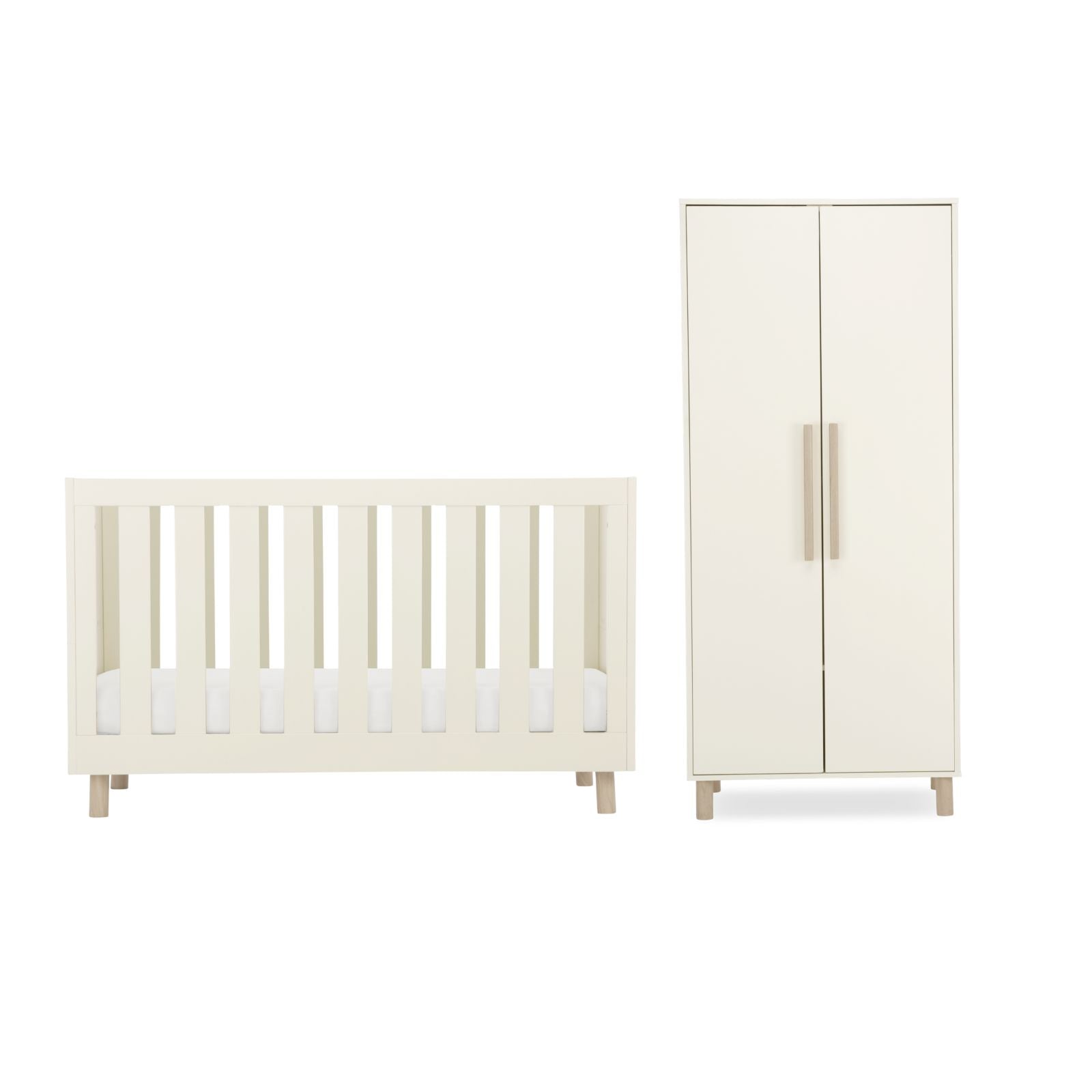 Harper Cot Bed & Wardrobe Bundle - Cream & Ash Furniture Sets CuddleCo 