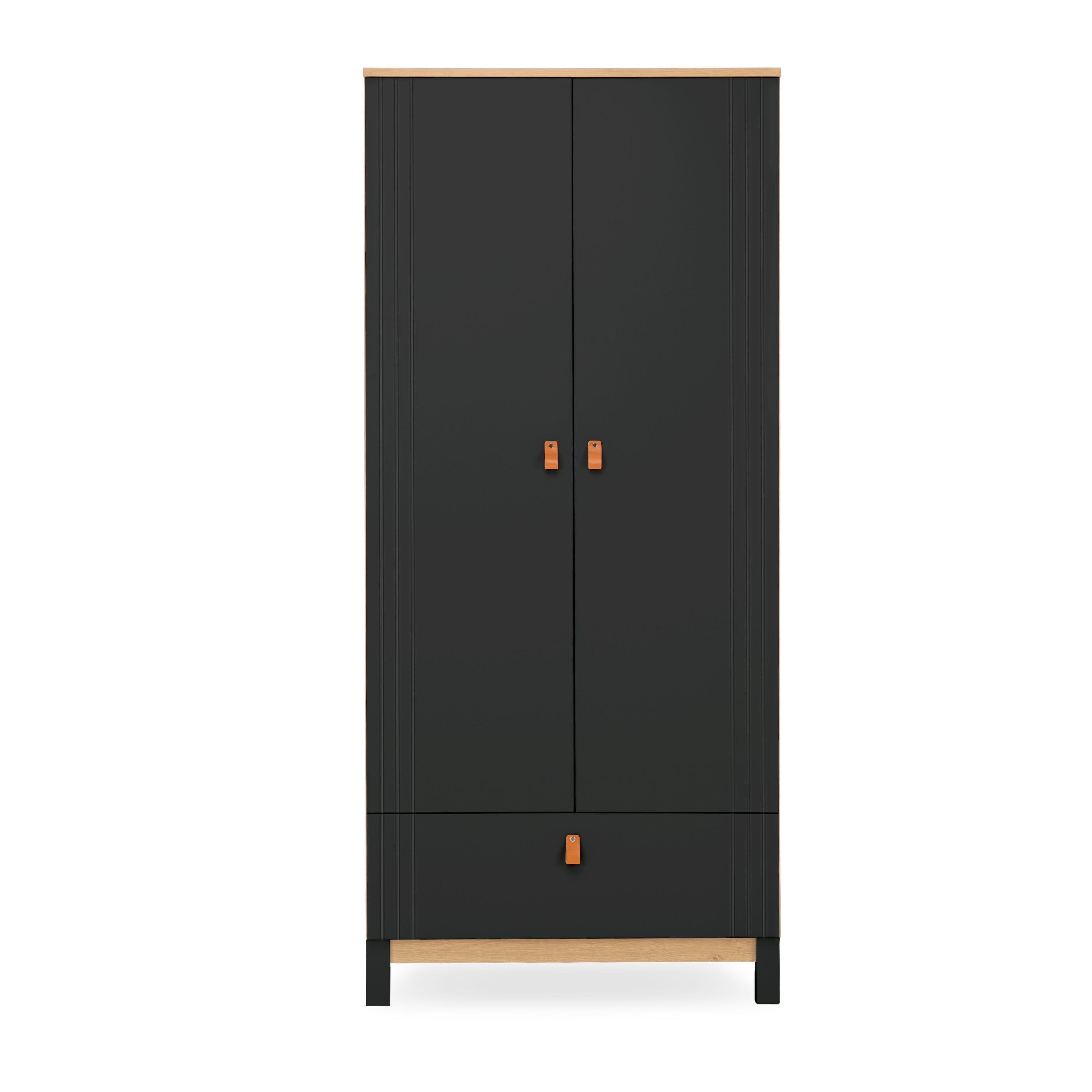 Rafi Nursery Wardrobe - Oak & Black Furniture Singles CuddleCo 