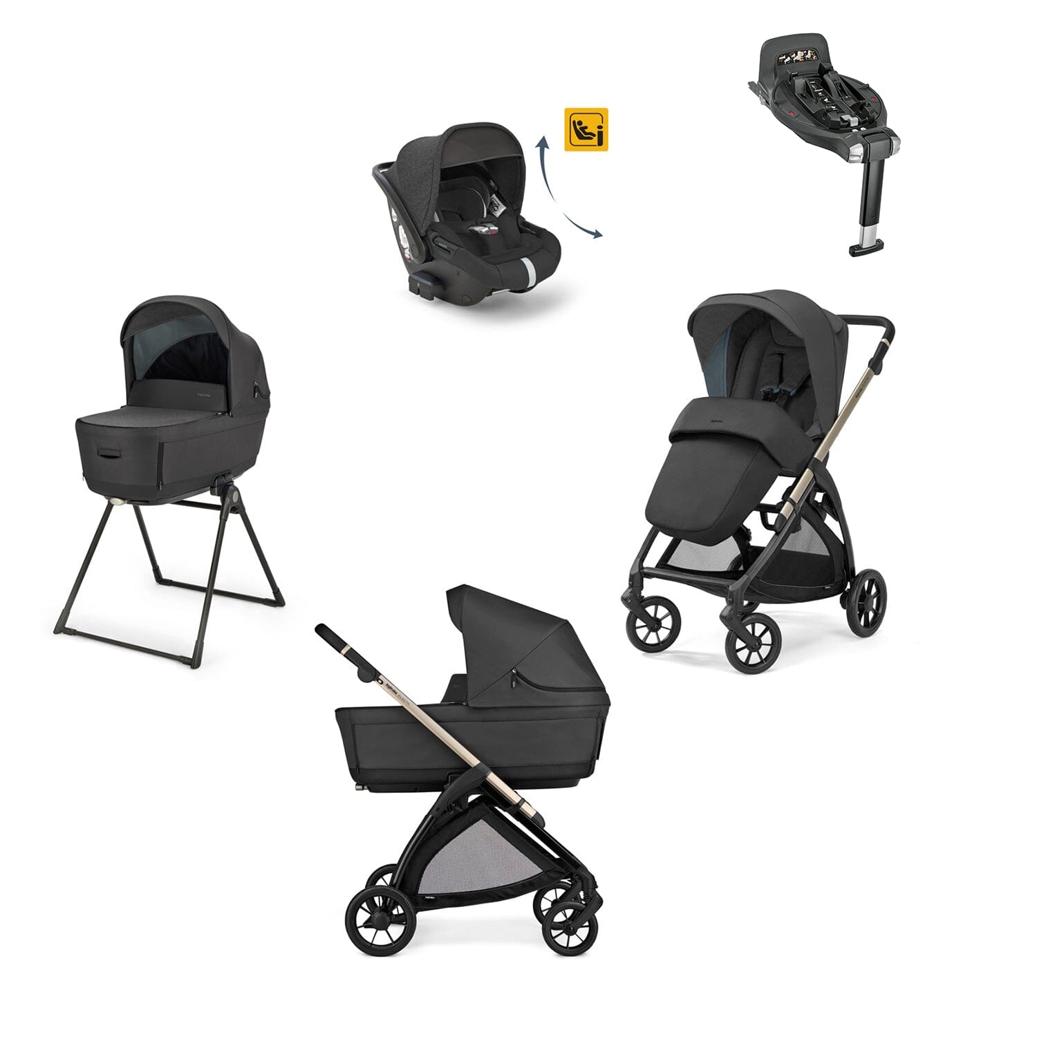 Inglesina Electa Quattro Travel System - Upper Black Strollers CuddleCo 