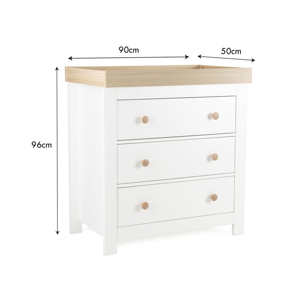 Luna 3 Piece Nursery Furniture Set - White & Oak Furniture Sets CuddleCo 