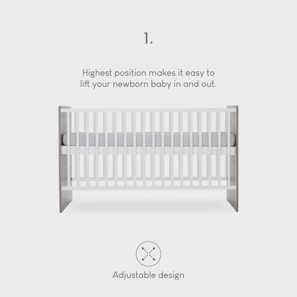 Enzo Cot Bed - Truffle Oak & White