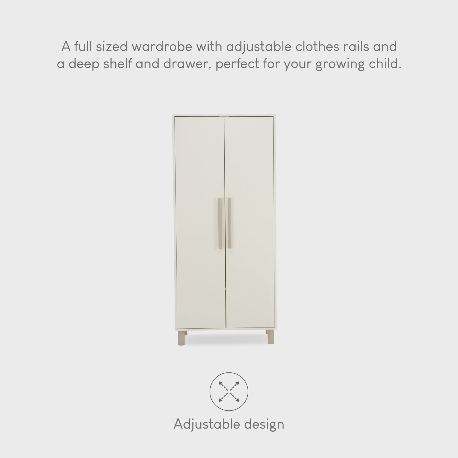 Harper Cot Bed & Wardrobe Bundle - Cream & Ash