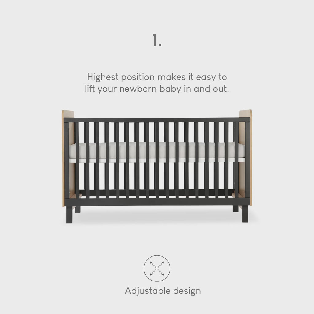 Rafi Cot Bed - Oak & Black