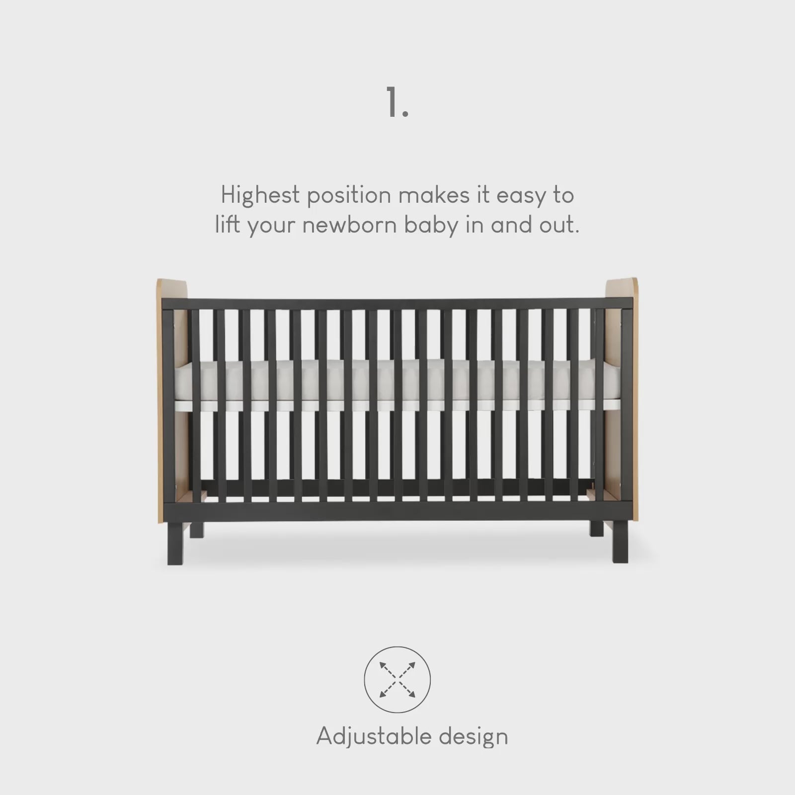 Rafi Cot Bed - Oak & Black