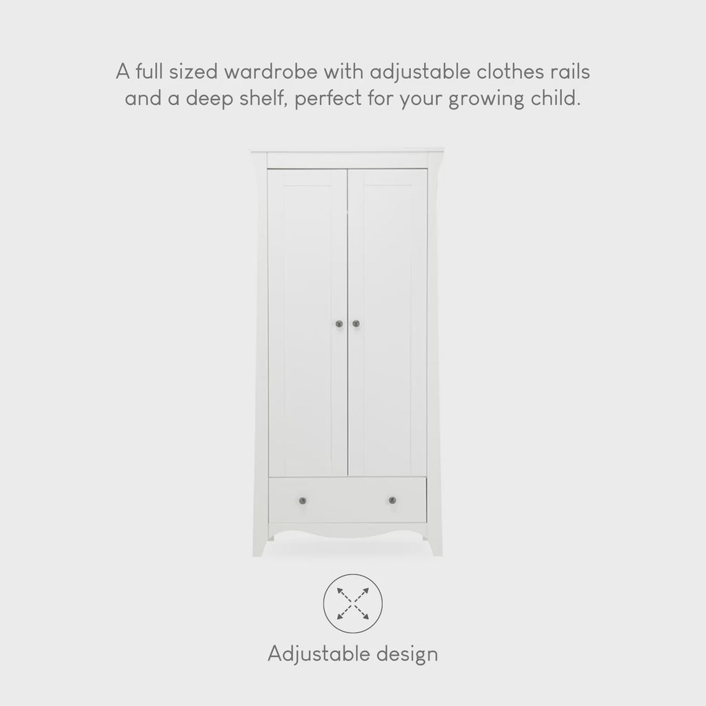 Clara 2 Door Double Wardrobe - White