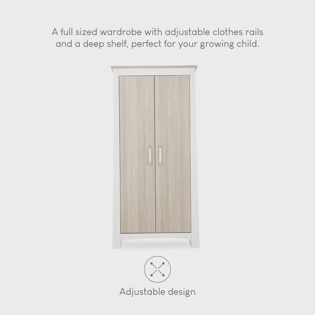 Ada Nursery Wardrobe - White & Ash