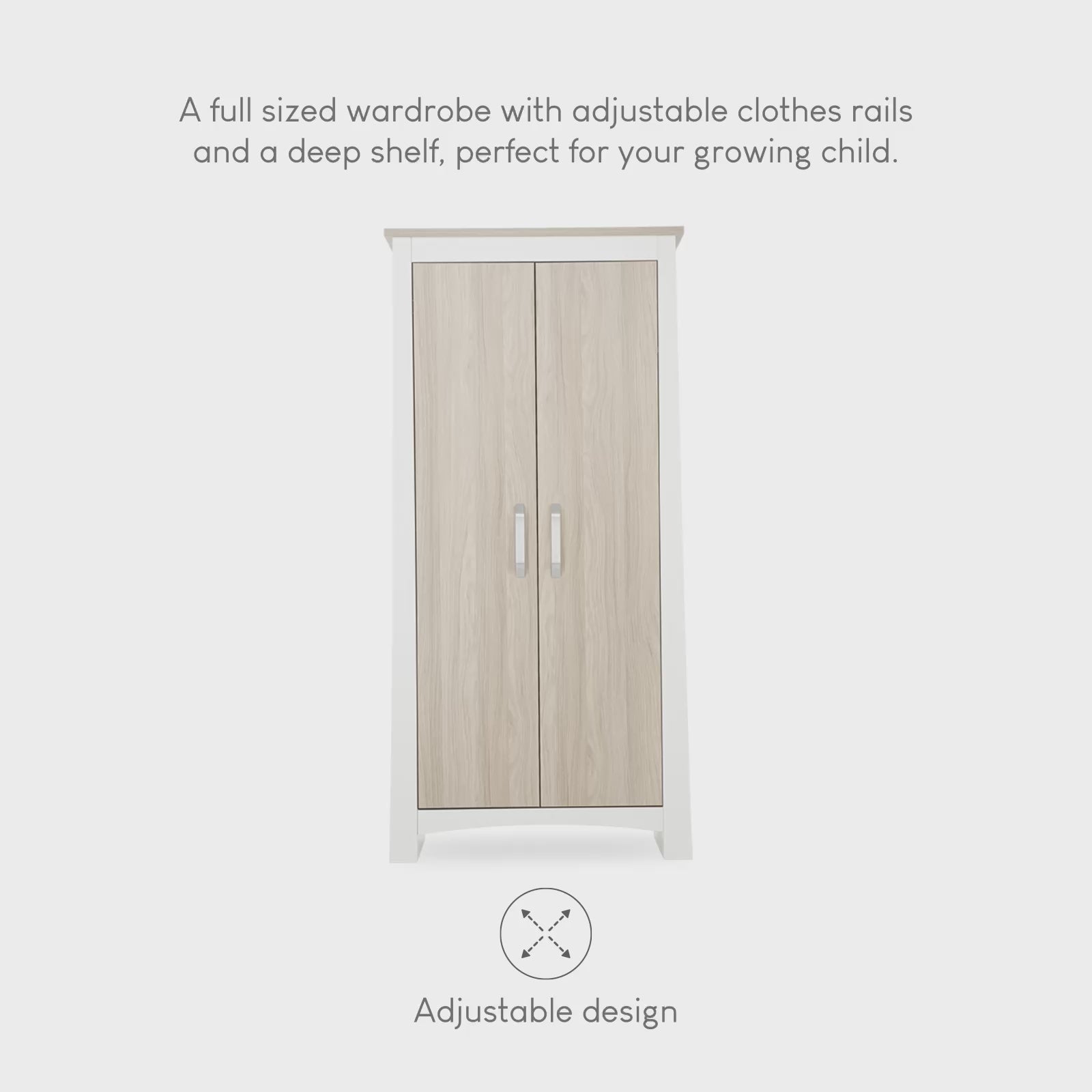 Ada Nursery Wardrobe - White & Ash