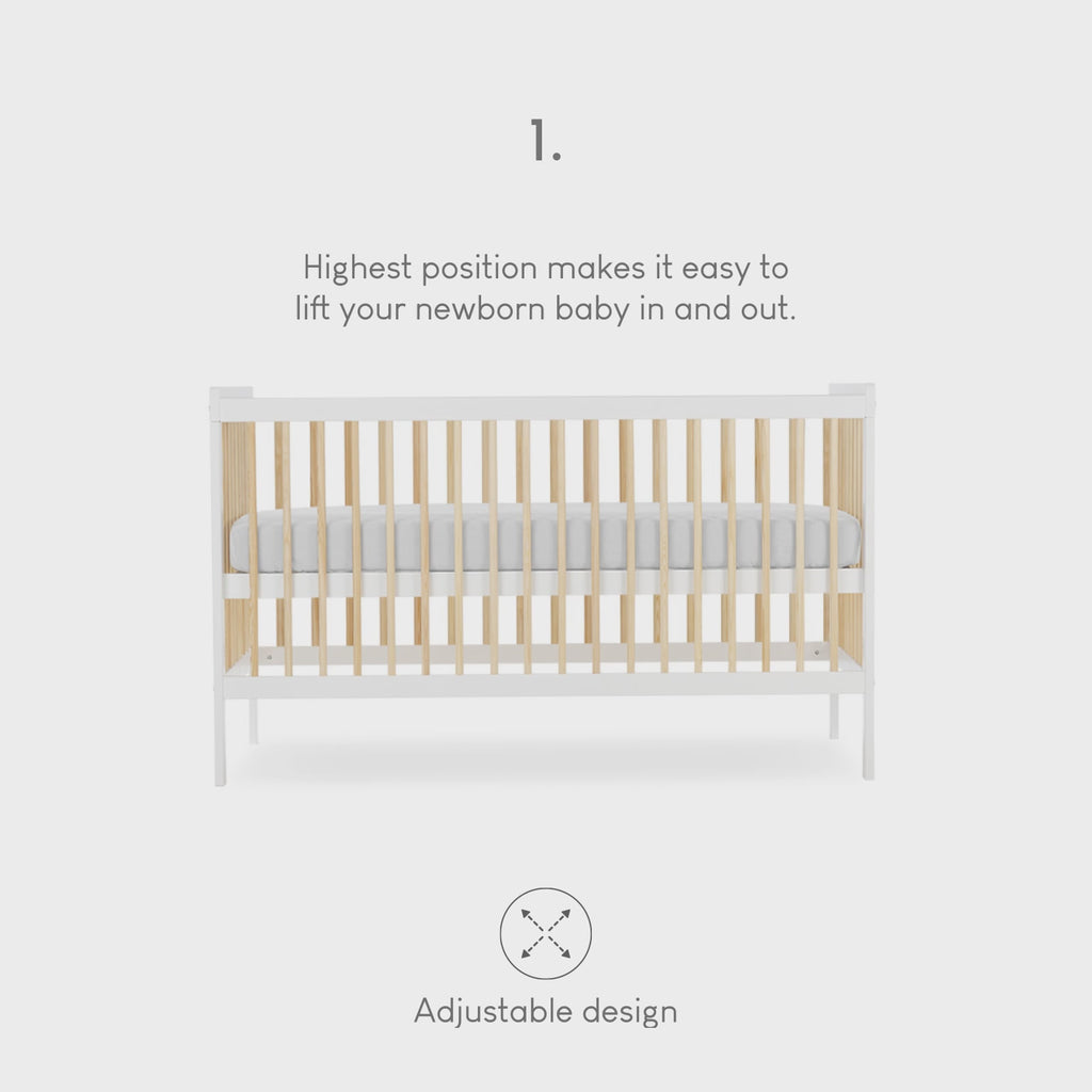 Nola Cot Bed - White & Natural