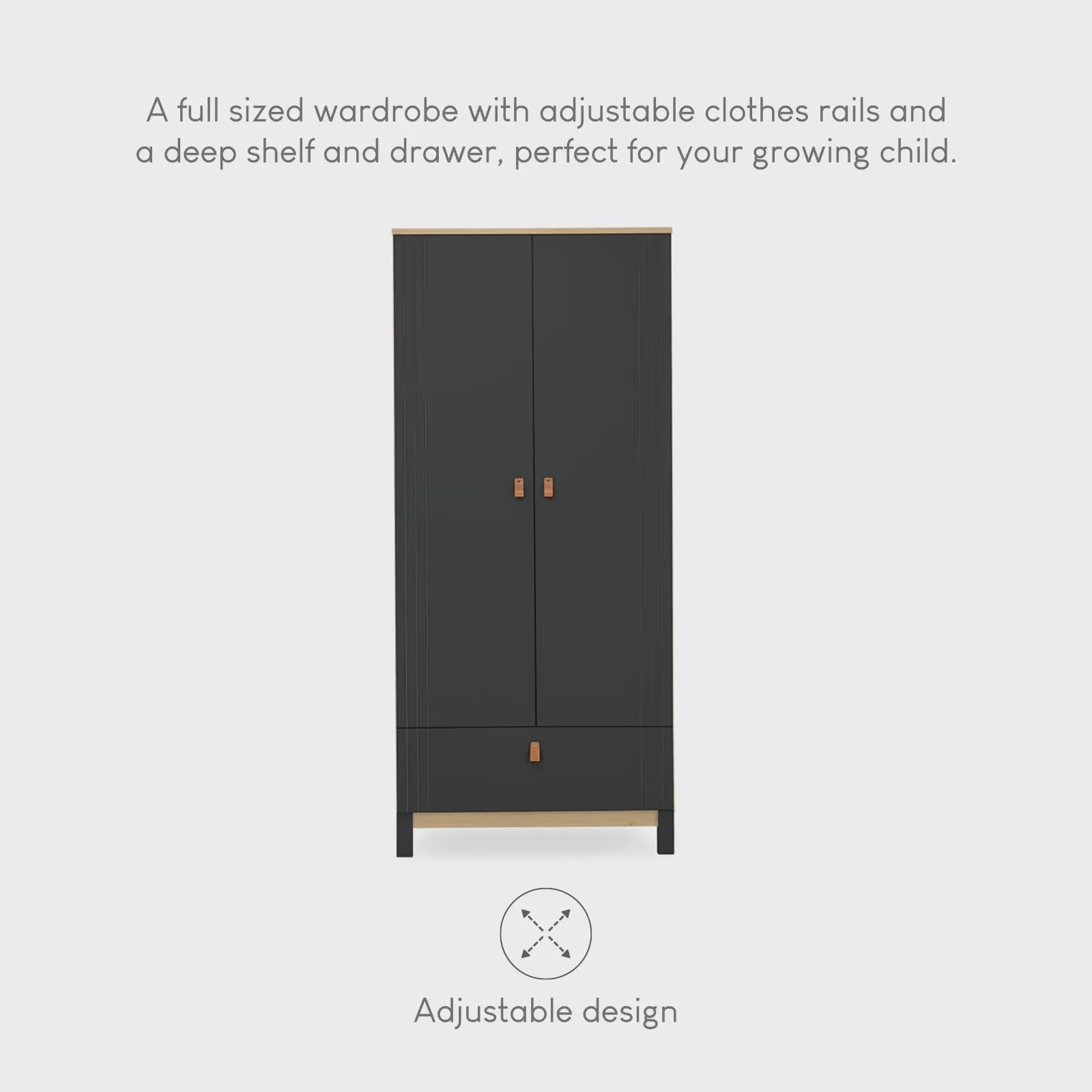 Rafi Nursery Wardrobe - Oak & Black